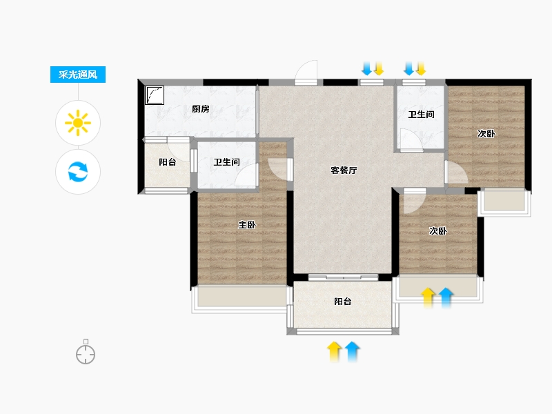 湖南省-常德市-山湖海·上城-90.00-户型库-采光通风