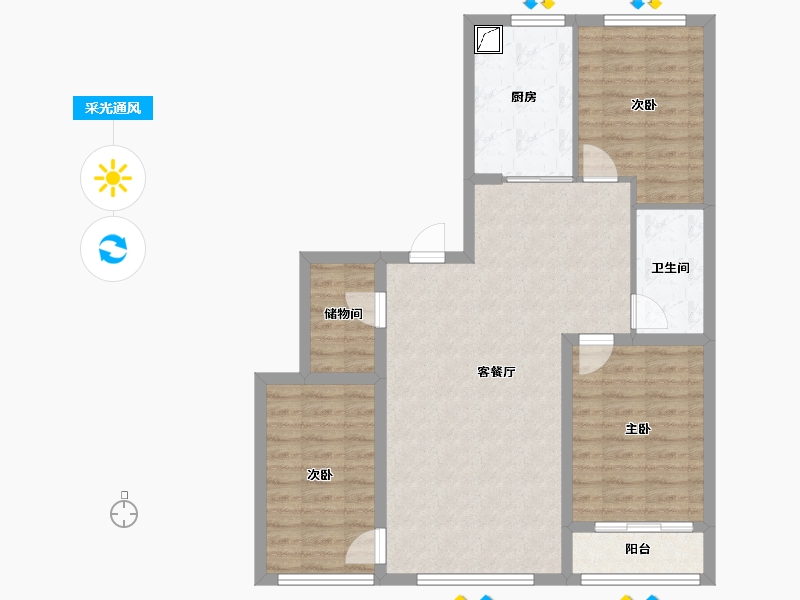 辽宁省-丹东市-凤凰首府-90.00-户型库-采光通风