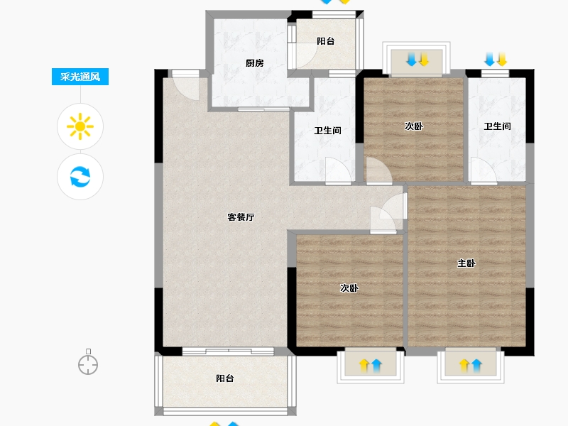 河南省-驻马店市-大地丽都-98.00-户型库-采光通风