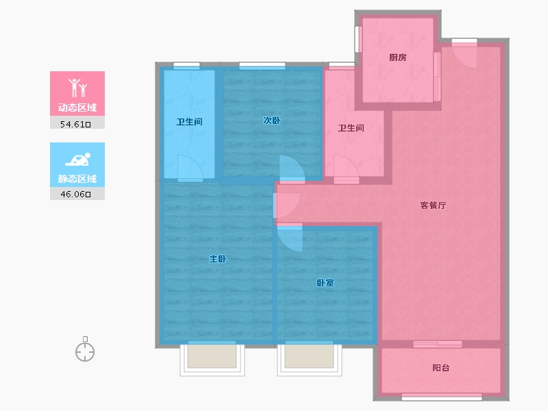 河北省-邯郸市-幸福城紫玥-89.41-户型库-动静分区