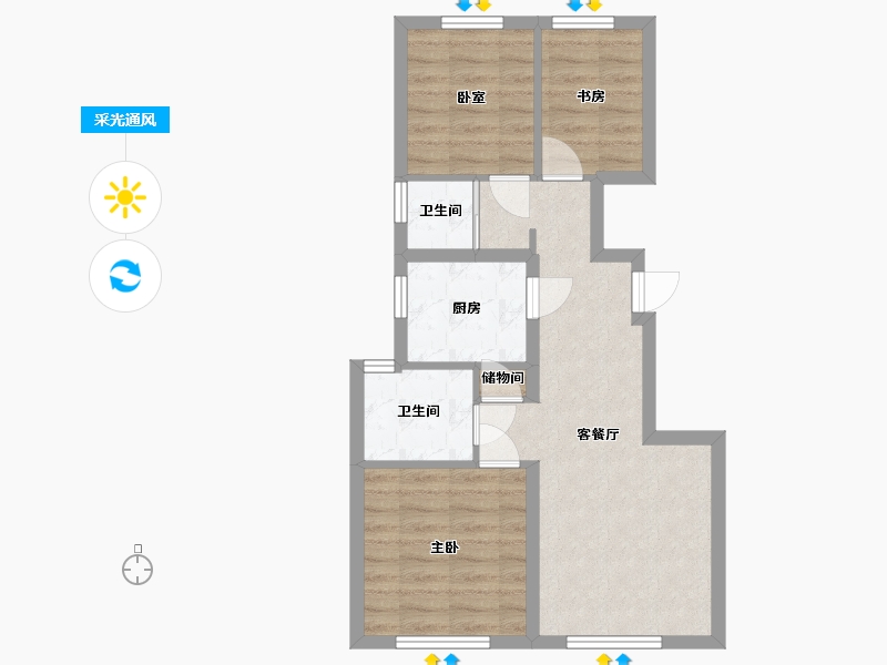 北京-北京市-万橡悦府-67.78-户型库-采光通风