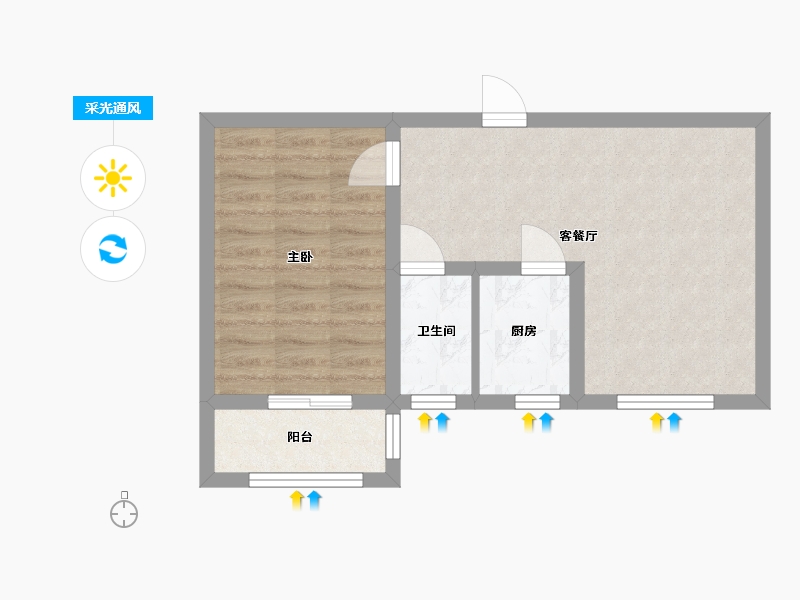 北京-北京市-温泉花园-53.56-户型库-采光通风