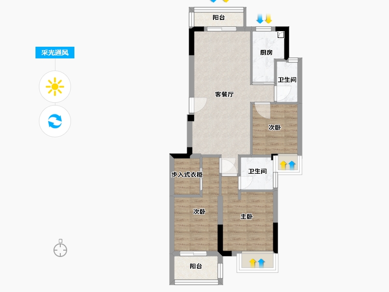 福建省-福州市-三江花语-60.00-户型库-采光通风