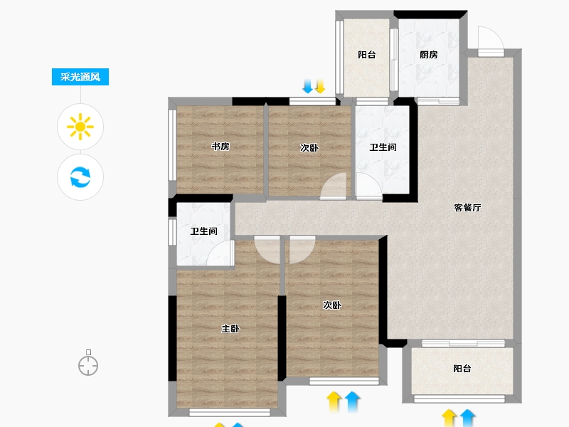 广西壮族自治区-玉林市-盛邦国际-86.87-户型库-采光通风