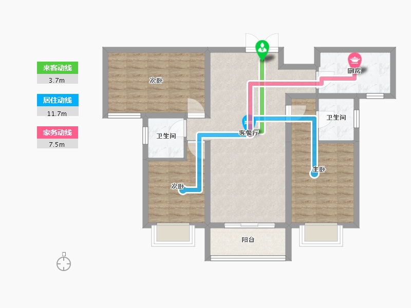 陕西省-咸阳市-旺家温泉华府-94.00-户型库-动静线