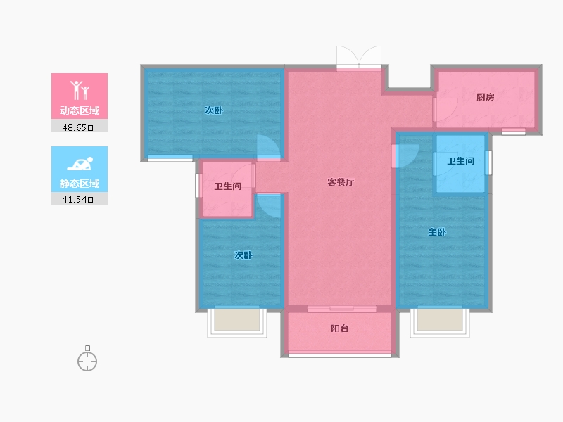 陕西省-咸阳市-旺家温泉华府-94.00-户型库-动静分区