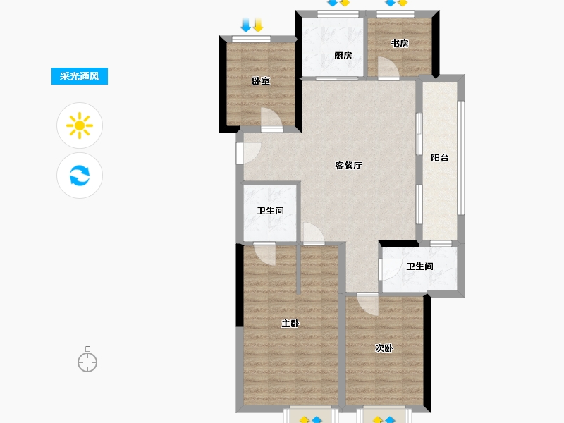 浙江省-金华市-万家风华-94.00-户型库-采光通风