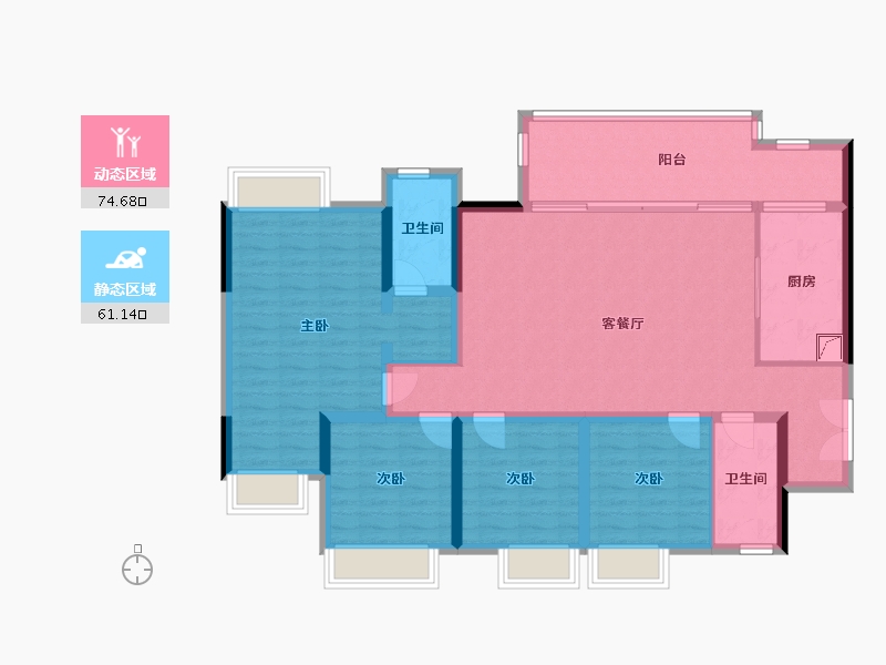 重庆-重庆市-九里峰景-128.00-户型库-动静分区