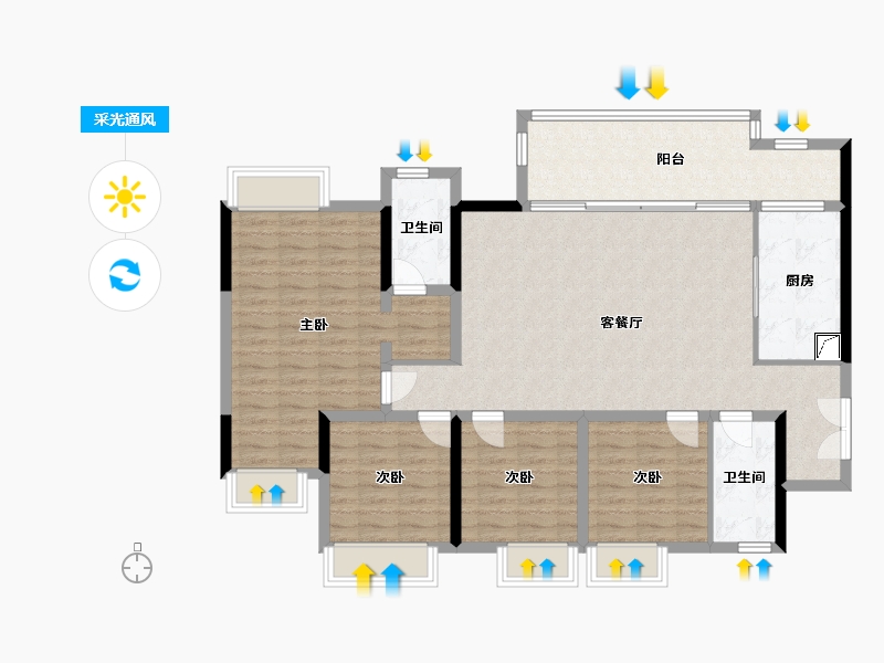 重庆-重庆市-九里峰景-128.00-户型库-采光通风