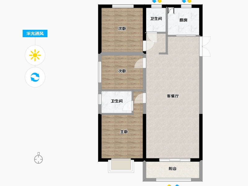 黑龙江省-哈尔滨市-汇龙玖和琚-99.00-户型库-采光通风