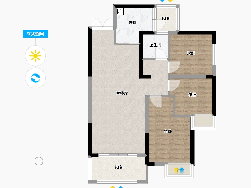 贵州省-贵阳市-银海元隆熙府-76.87-户型库-采光通风