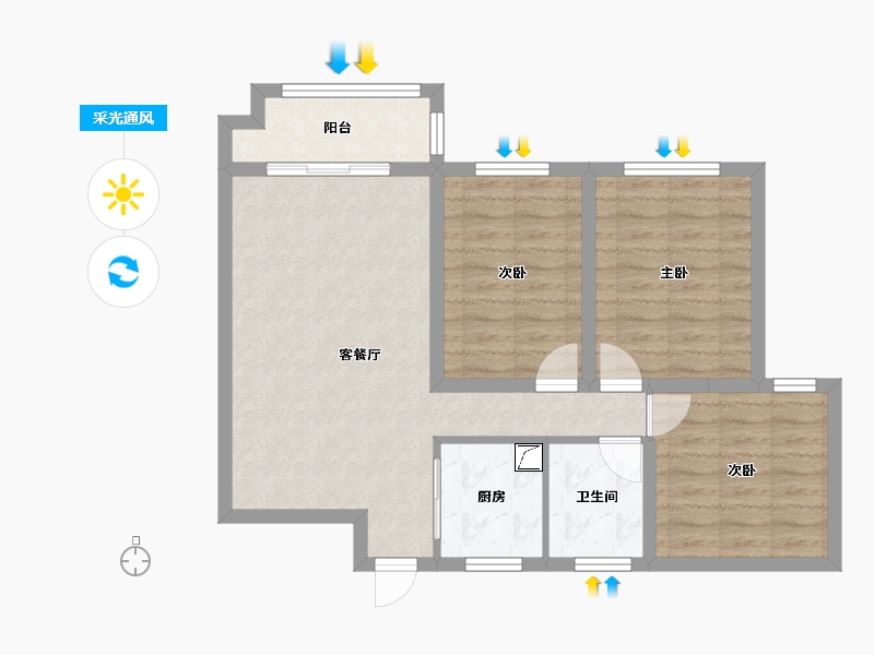 湖南省-长沙市-澳海澜庭-84.90-户型库-采光通风