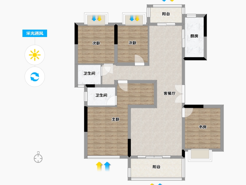 四川省-南充市-铁投·锦华府-113.80-户型库-采光通风