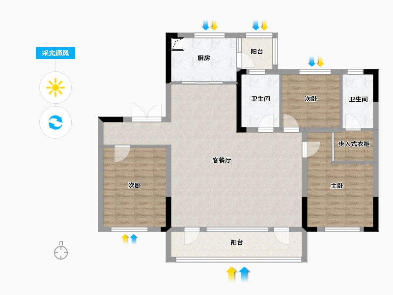 辽宁省-锦州市-锦绣西湖-114.00-户型库-采光通风