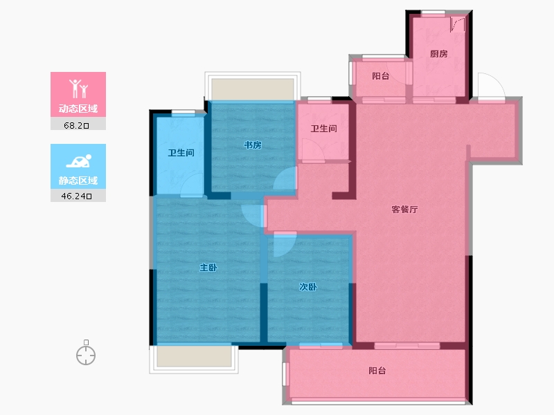 安徽省-铜陵市-吾悦华府-100.00-户型库-动静分区