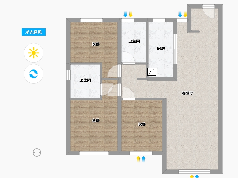 辽宁省-沈阳市-和颂-86.00-户型库-采光通风