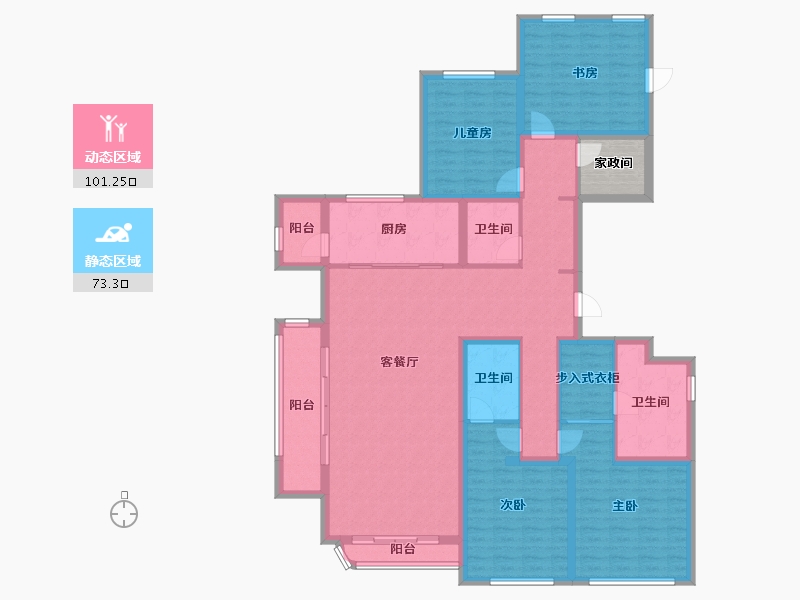 河北省-廊坊市-孔雀城大湖天悦-154.00-户型库-动静分区