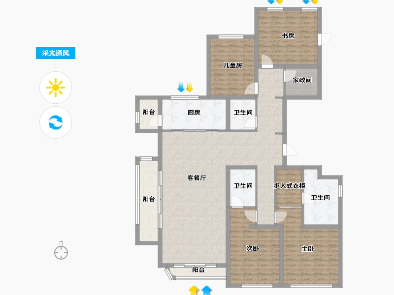 河北省-廊坊市-孔雀城大湖天悦-154.00-户型库-采光通风