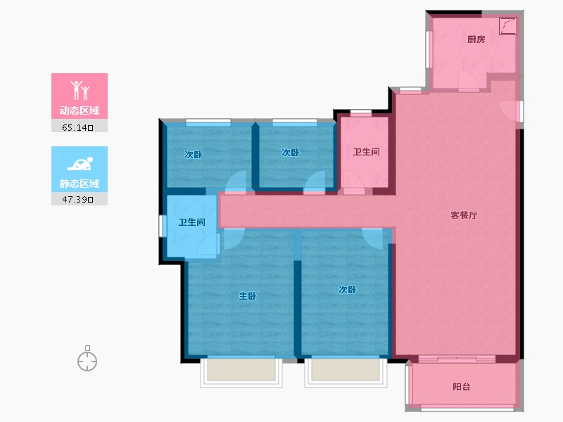 陕西省-咸阳市-奥园枫丹名郡-100.00-户型库-动静分区