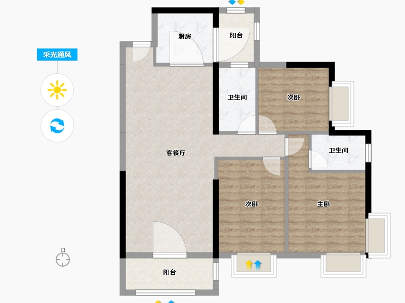 湖南省-郴州市-星悦华府-94.52-户型库-采光通风