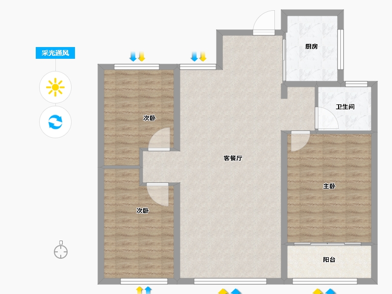 山东省-淄博市-凯瑞景园-100.00-户型库-采光通风