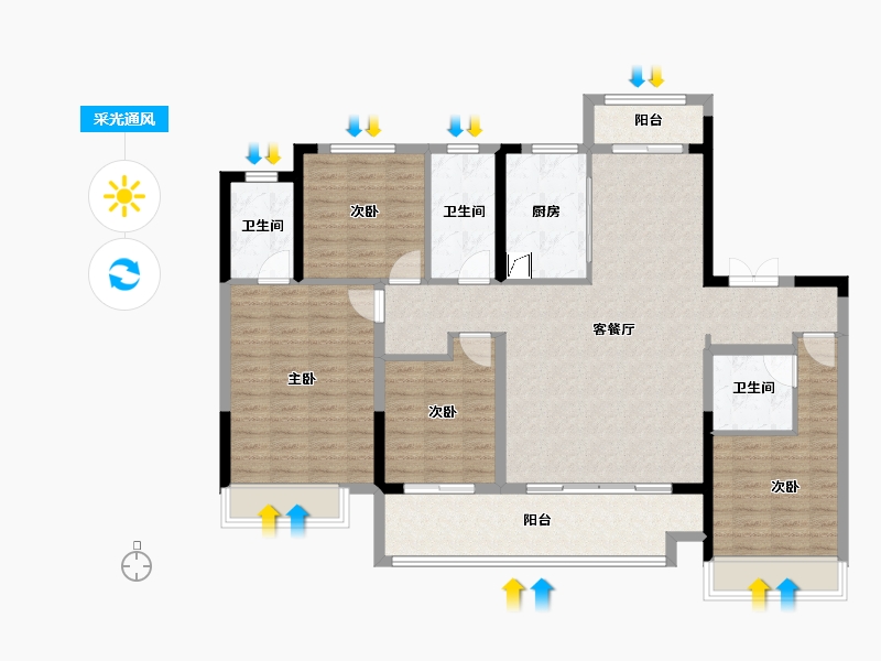 河南省-新乡市-建业公园里-130.00-户型库-采光通风