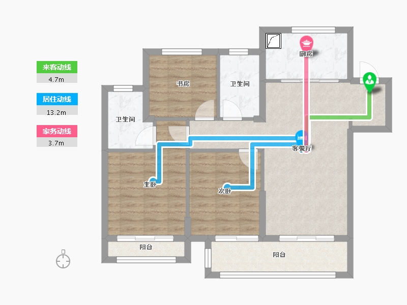 江苏省-泰州市-融创玉兰公馆-80.00-户型库-动静线