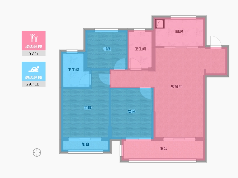 江苏省-泰州市-融创玉兰公馆-80.00-户型库-动静分区