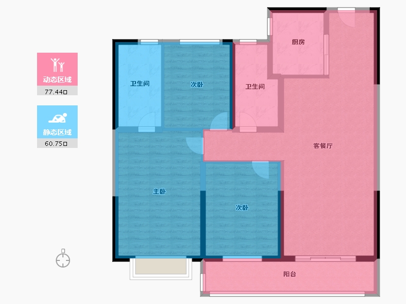 湖北省-武汉市-旭辉千山凌云-125.00-户型库-动静分区