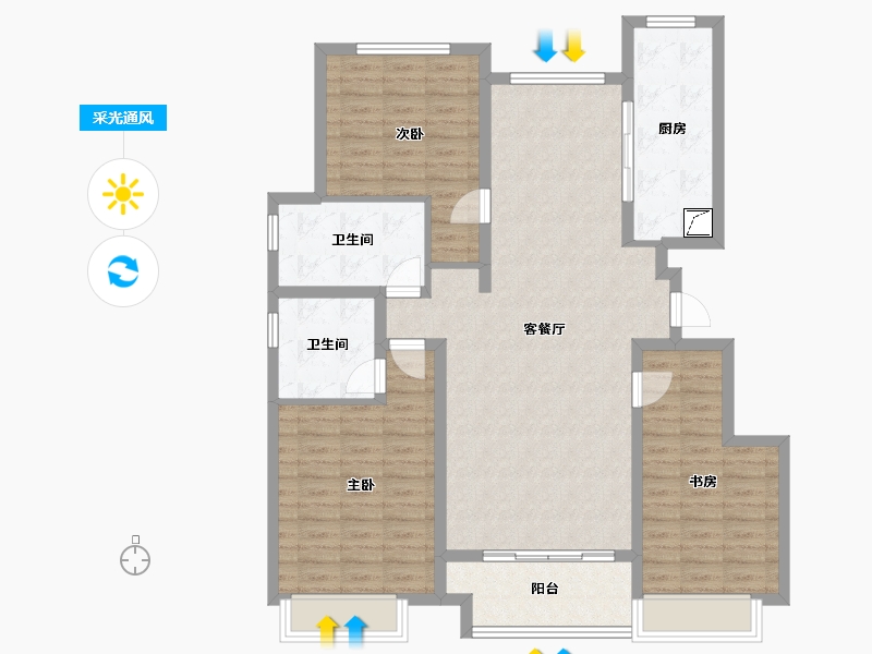 山东省-东营市-众城璟园-112.00-户型库-采光通风