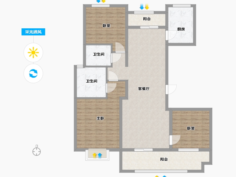 山东省-菏泽市-丽水湖梧桐苑-123.00-户型库-采光通风