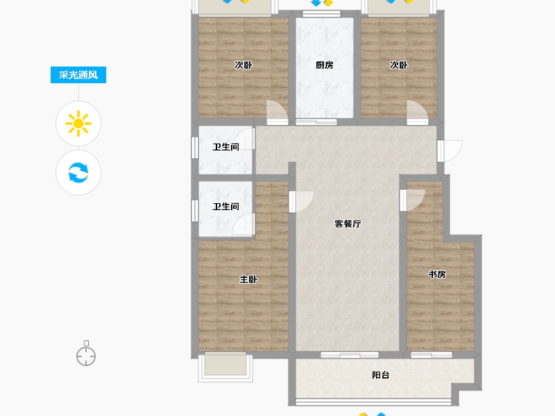 安徽省-滁州市-牡丹崇德坊小区-119.00-户型库-采光通风