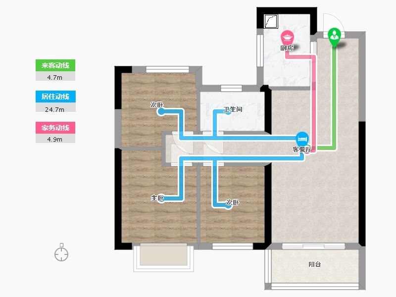 湖南省-长沙市-长沙北中心保利时代-70.00-户型库-动静线