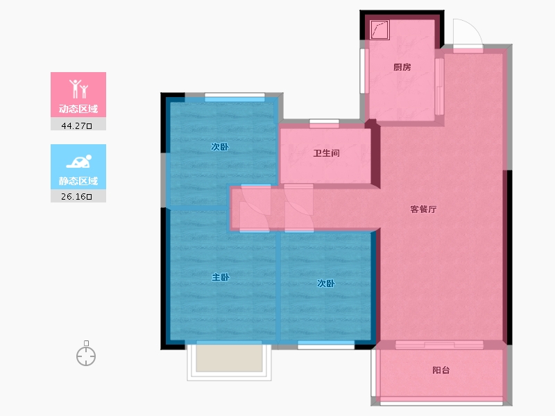 湖南省-长沙市-长沙北中心保利时代-70.00-户型库-动静分区