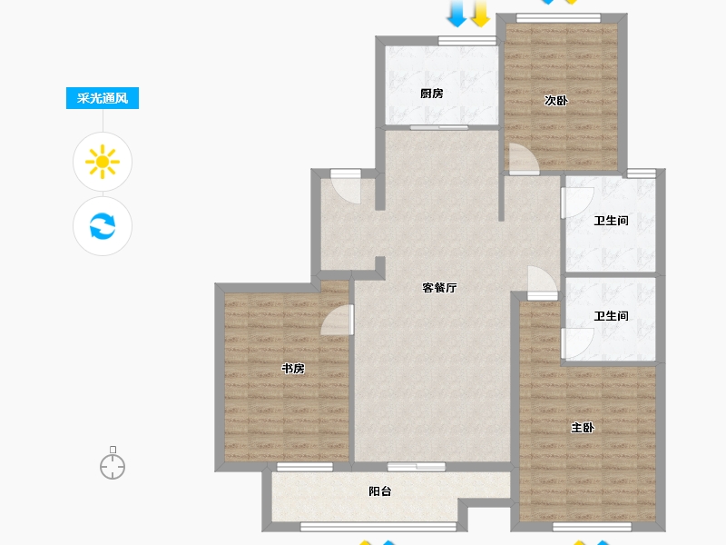 山东省-泰安市-绿城玉兰花园-115.00-户型库-采光通风