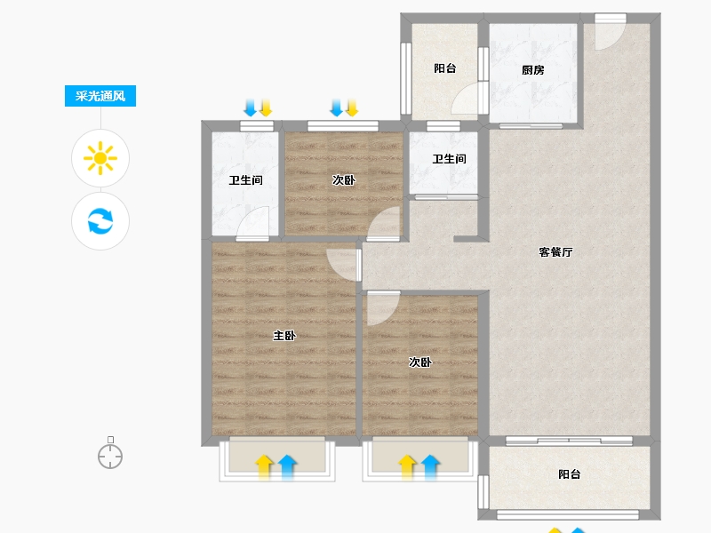 河南省-濮阳市-濮阳碧桂园天誉-91.00-户型库-采光通风