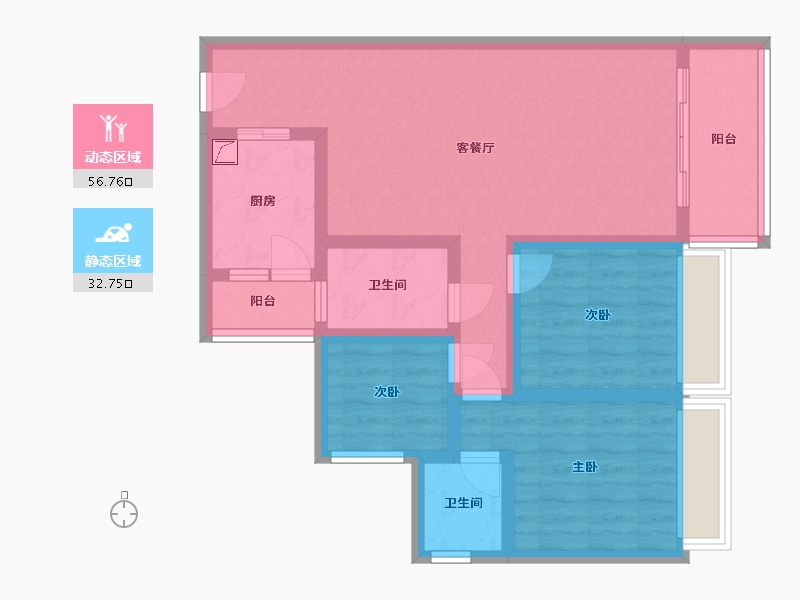 广东省-佛山市-容桂碧桂晴澜苑2期B区-82.00-户型库-动静分区