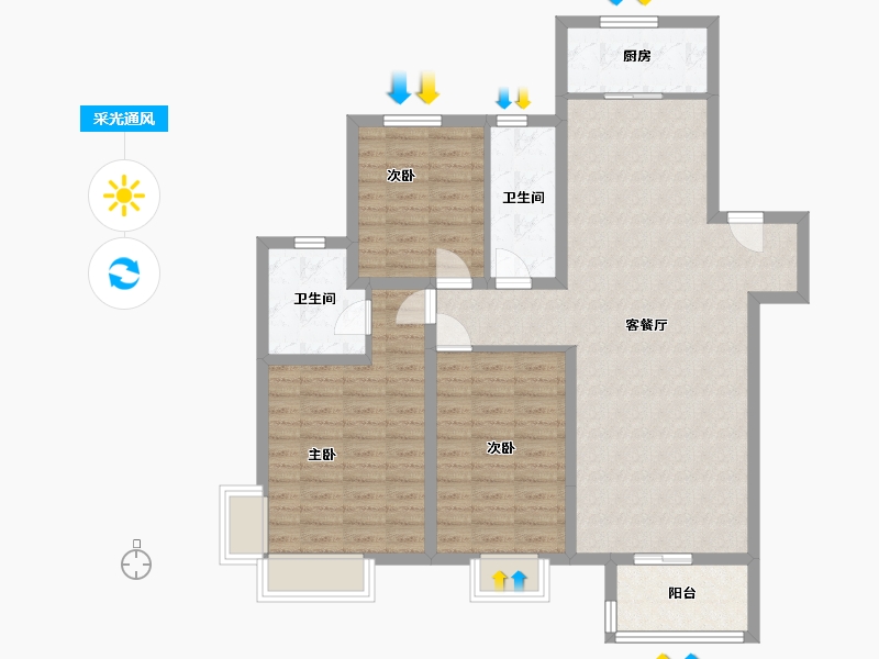 河北省-邢台市-天一华府二期-102.06-户型库-采光通风