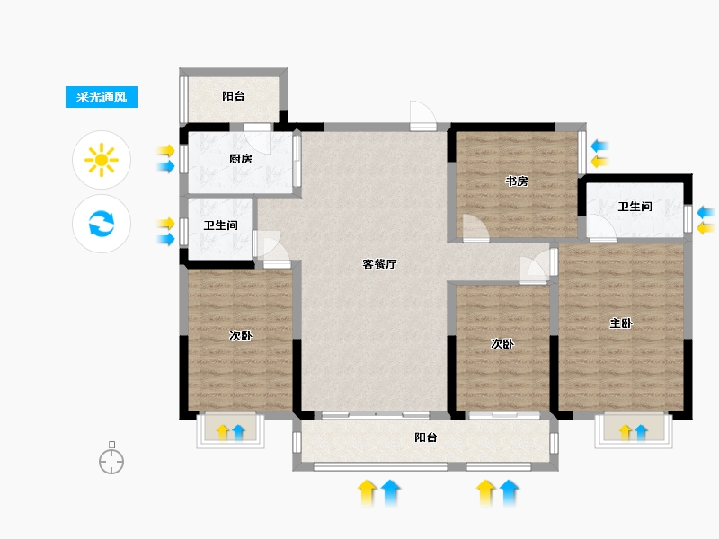 贵州省-毕节市-桃源溪居-127.00-户型库-采光通风