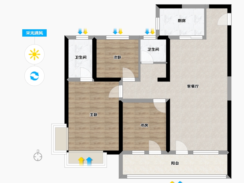 山东省-济宁市-红星8号-90.00-户型库-采光通风