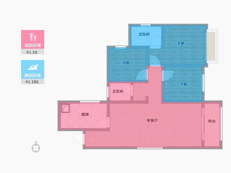 陕西省-西安市-金科世界城-90.00-户型库-动静分区