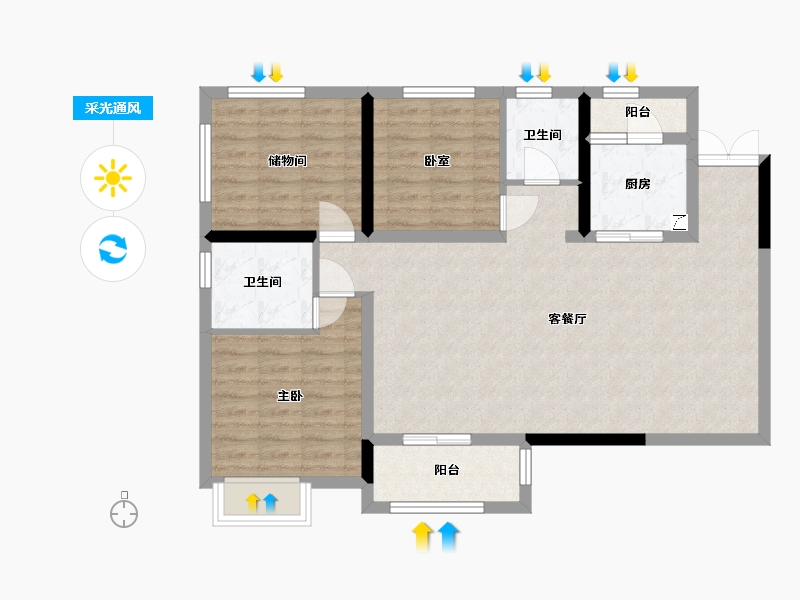 四川省-泸州市-玖玺府-112.00-户型库-采光通风