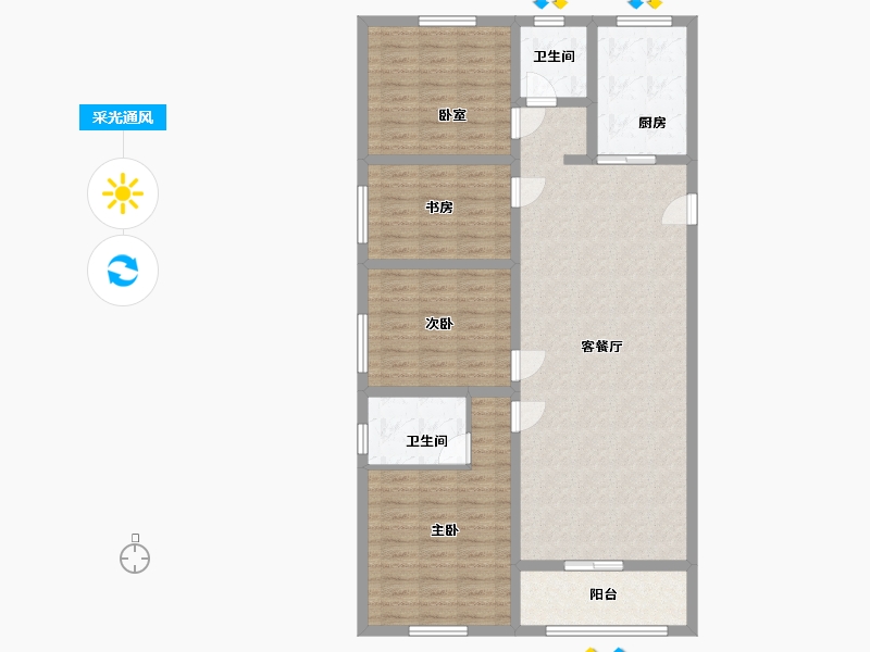 陕西省-宝鸡市-西建国际-118.00-户型库-采光通风