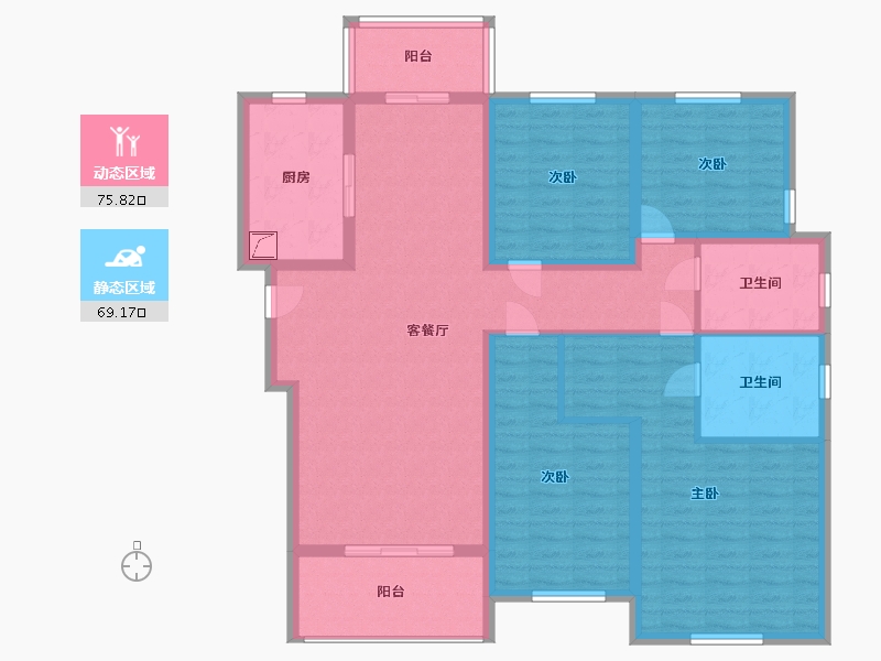 湖北省-武汉市-万科汉口传奇锦棠-130.00-户型库-动静分区