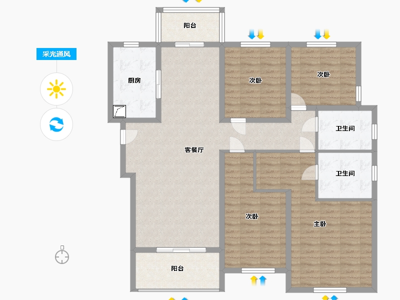 湖北省-武汉市-万科汉口传奇锦棠-130.00-户型库-采光通风