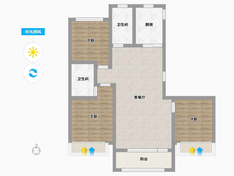 辽宁省-朝阳市-雍德府-96.51-户型库-采光通风