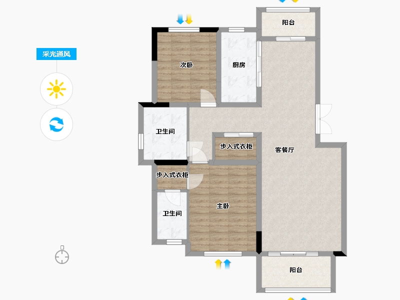 河南省-郑州市-绿城百合-108.00-户型库-采光通风