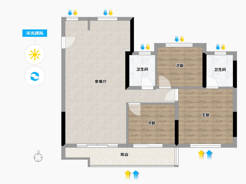 福建省-福州市-保利堂悦-87.00-户型库-采光通风