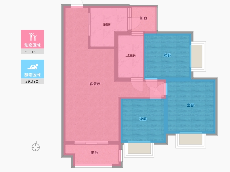 贵州省-贵阳市-中铁国际生态城-80.00-户型库-动静分区