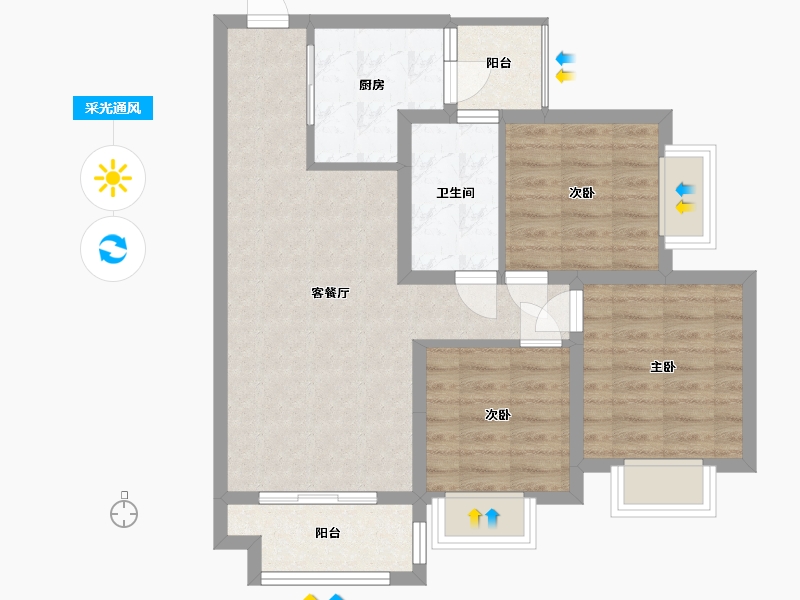 贵州省-贵阳市-中铁国际生态城-80.00-户型库-采光通风